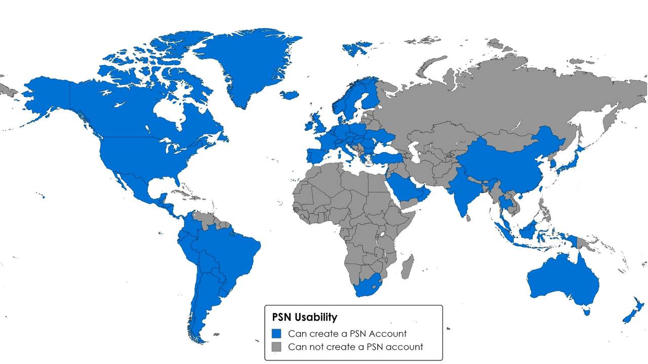 Доступність PSN по світу