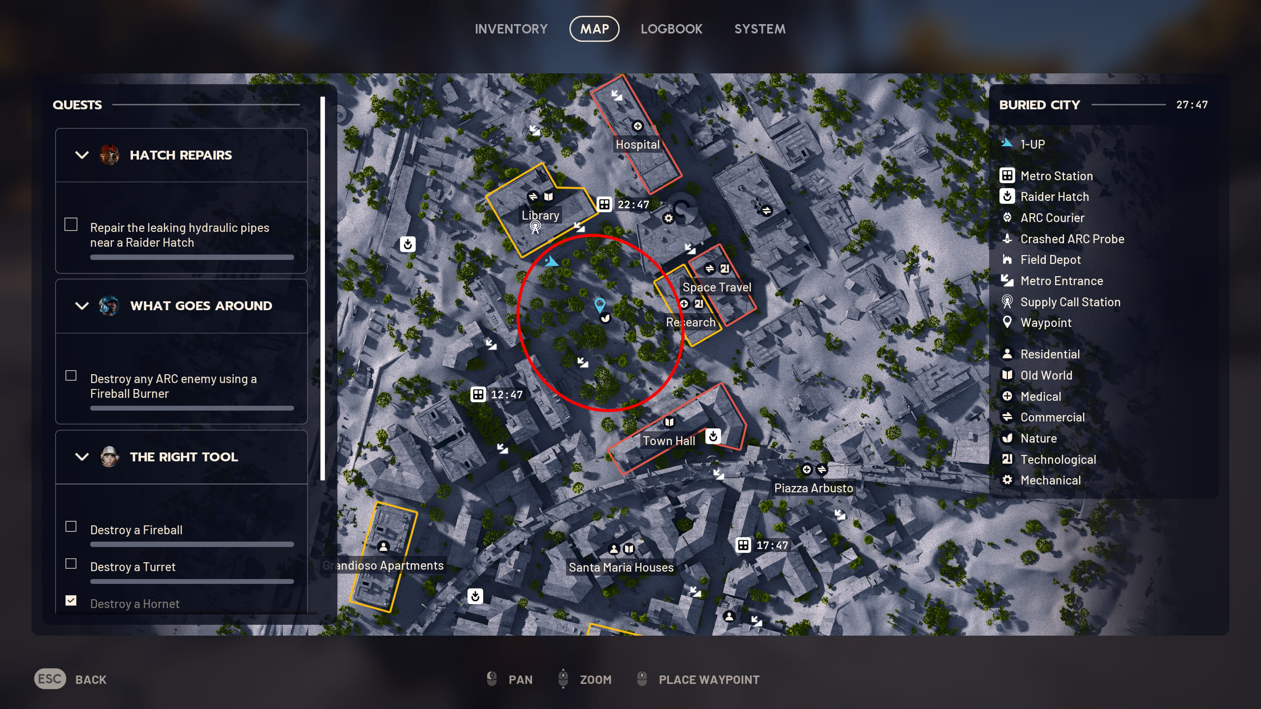 Локація з лимонами та абрикосами на карті Buried City в Arc Raiders