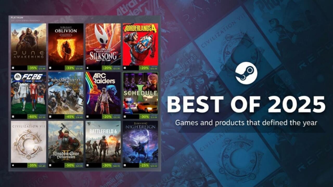 Valve опублікувала список найпопулярніших ігор в Steam за 2025 рік