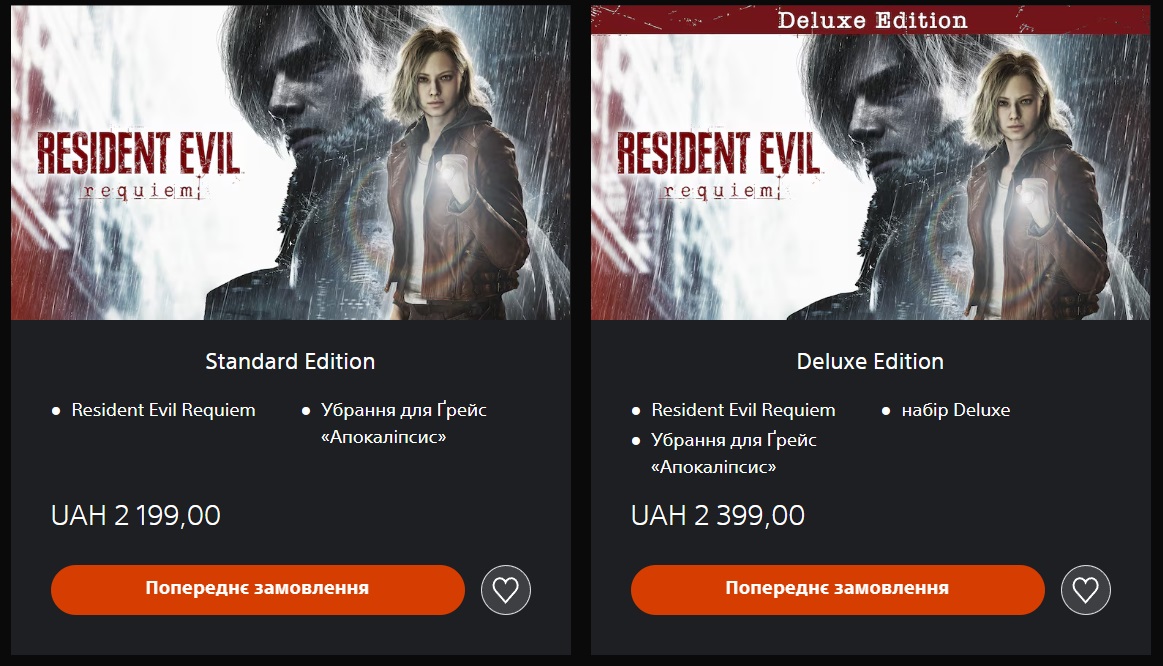 Ціна резидент евіл реквієм пс5