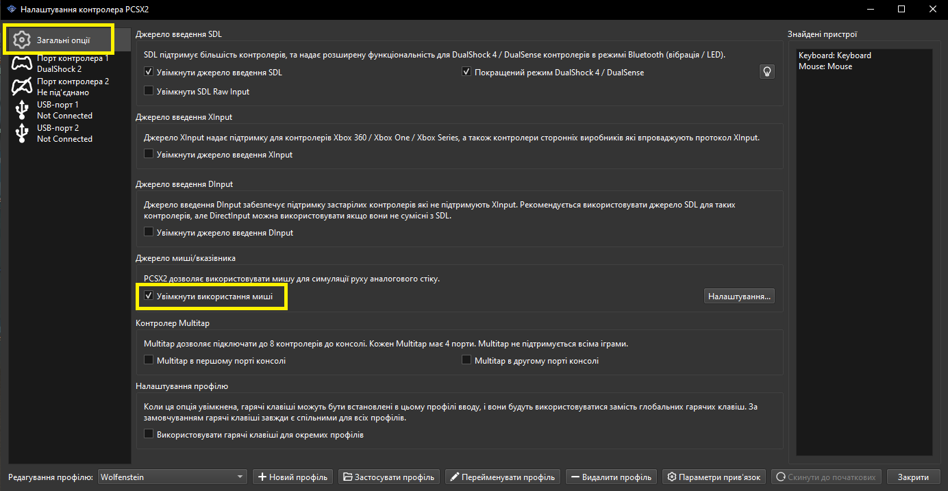 Якщо будете грати мишкою, то цей чекбокс обов'язковий